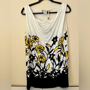 Summer Top Size 14 96% Viscose 4% Elastane White/Black/Yellow